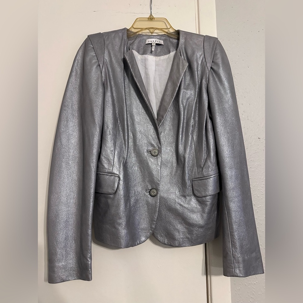 Sandro Silver Leather Jacket - image 1